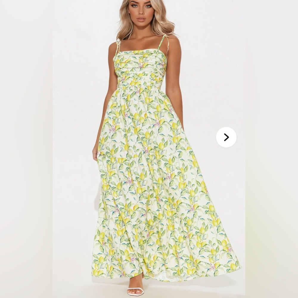 Yellow Lemon Print Maxi Dress - Women